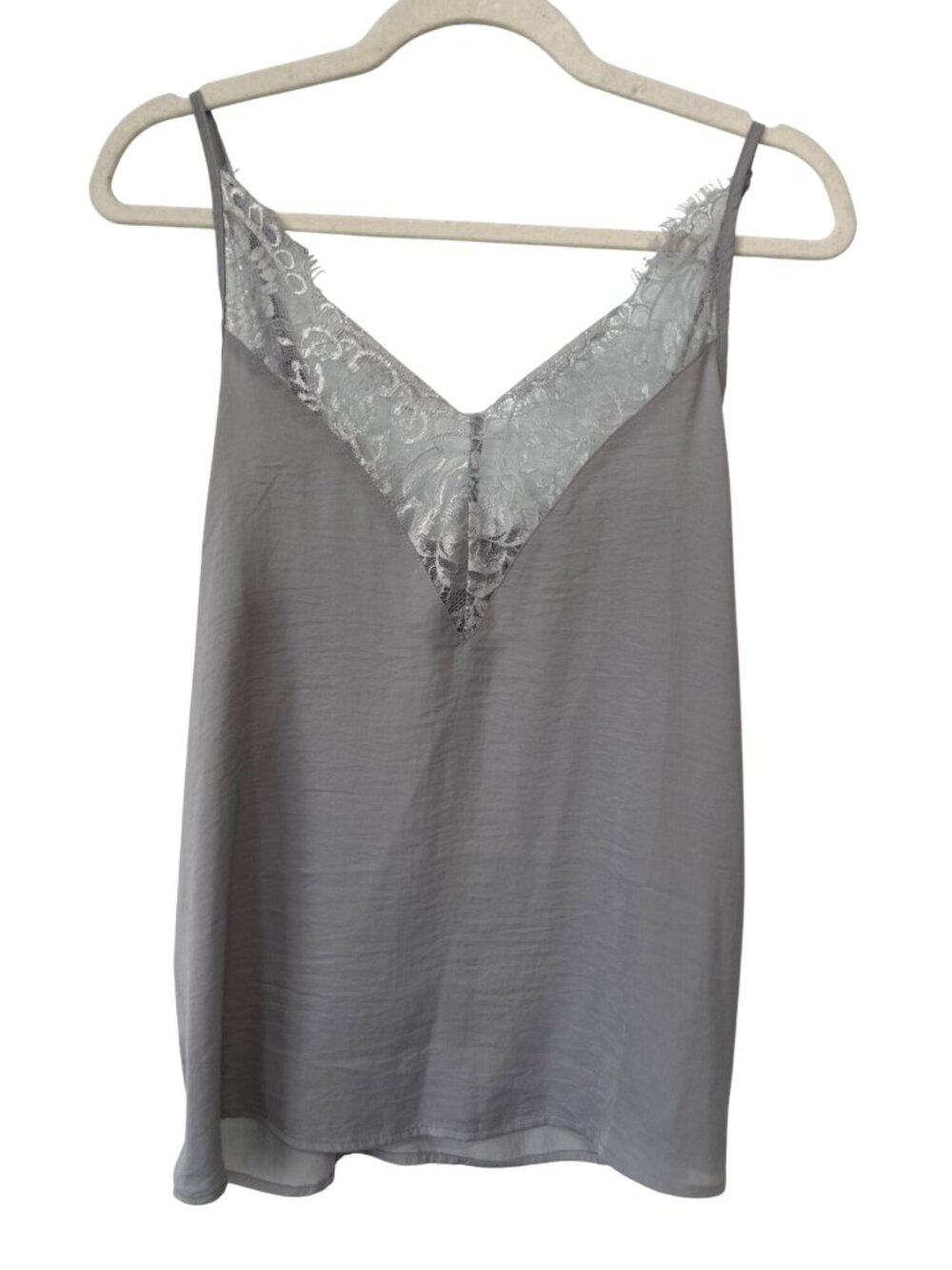 Wishlist Apparel Camisole Small Lace V-Neck Sleeveless Polyester Gray Intimate